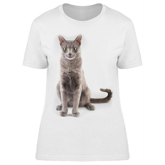 Russian Blue Cat T-Shirt Women -Image by Shutterstock, Female XX-Large