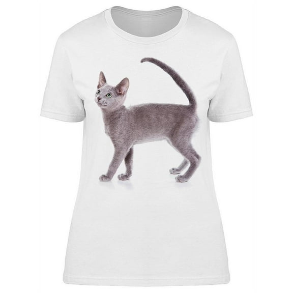 Russian Blue Kitten Full-body T-Shirt Women -Image by Shutterstock, Female XX-Large