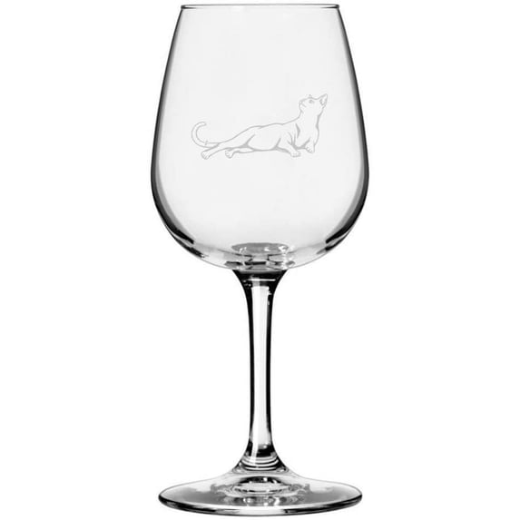 Russian Blue Laying Down Cat Themed Etched All Purpose 12.75oz Libbey Wine Glass