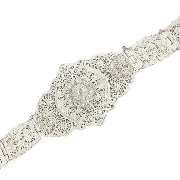 Russian Caucasus Belt for Women Ethnic Long Robe Waist Belt with Rhinestones Wedding Party Waist Decorative Corset