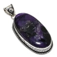 thumbnail image 1 of Natural Russian Charoite Gemstone 925 Sterling Silver Gift Pendant 2.84", 1 of 2