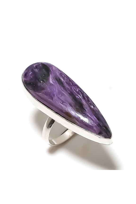 Russian Charoite Gemstone 925 Sterling Silver Jewelry Ring Size 10