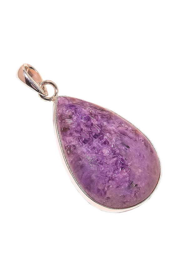 Russian Charoite Solid 925 Sterling Silver Pendant Size Jewelry 1.97"Natural Pendant, Christmas Gift, Gemstone Silver Jewelry, Charoite Pendant, New Y