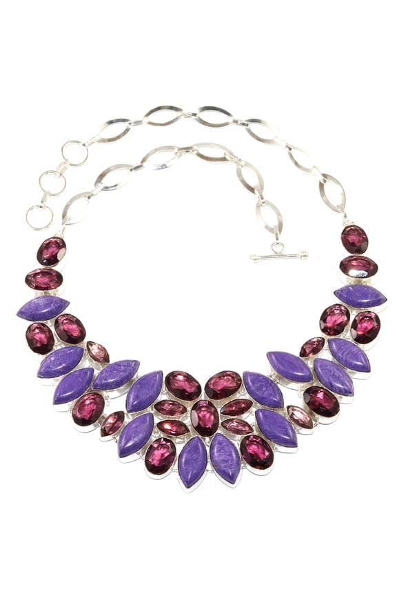 Russian Cheroite Amethyst Quartz Jewelry Necklace 16-18''