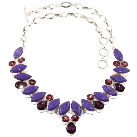 Russian Cheroite Amethyst Quartz Jewelry Necklace 16-18''