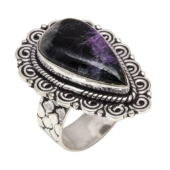 Russian Cheroite Gemstone Handmade Silver Jewelry  "9"