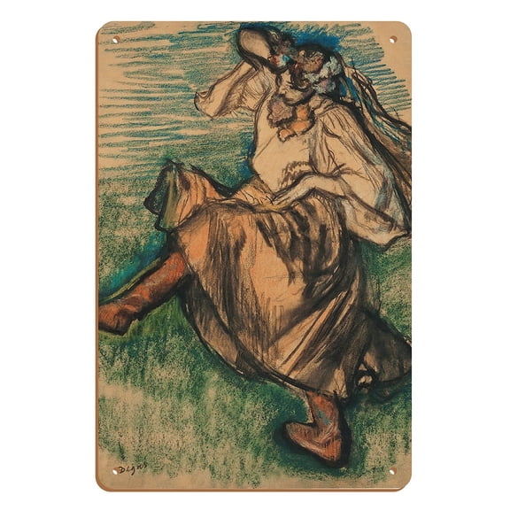 Russian Dancer - From an Original Color Painting by Edgar Degas c.1899 - 8 x 12 inch Vintage Wood Art Sign
