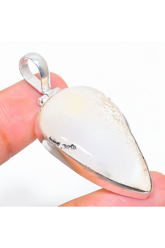 Russian Dendritic Gemstone Handmade 925 Sterling Silver Jewelry Pendant 1.97"