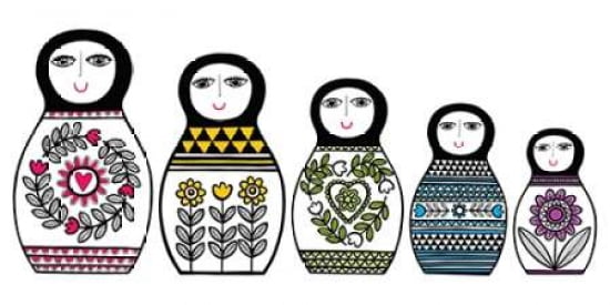 Russian Dolls Canvas Art - Jane Foster (24 x 48)