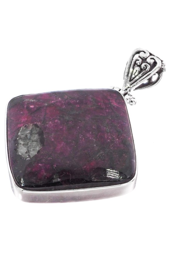 Russian Eudialyte 925 Sterling Silver Pendant, 1 3/4