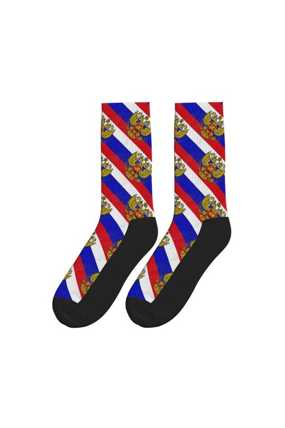 Russian Flag Athletic Crew Novelty Socks for Womens Mens
