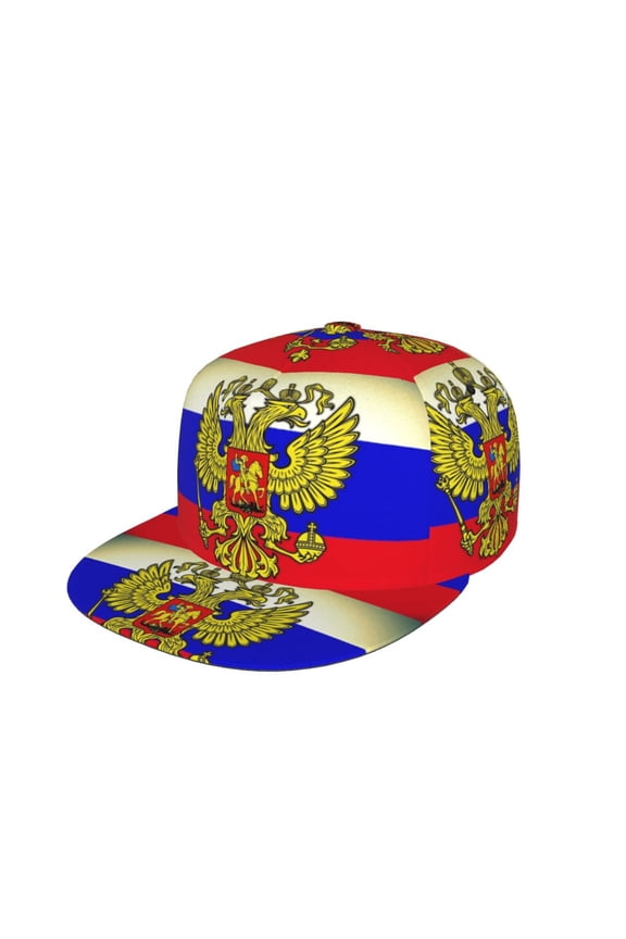 Russian Flag Flat Brim Trucker Cap Adjustable Snapback Hat For Men Women