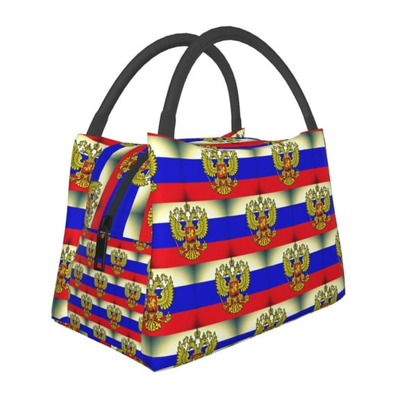 Russian Flag Lunch Bag Reusable Insulated Lunch Tote Cooler Box For Women Men
