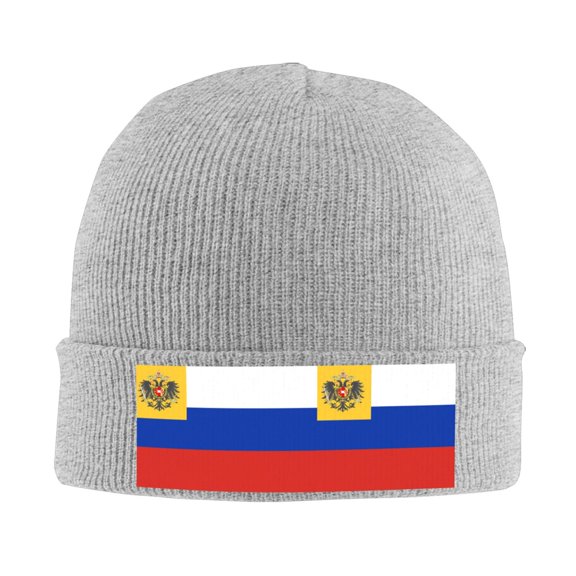 Russian-Flag Winter Beanie Hats for Men Women Warm Cozy Knitted Cuffed Skull Cap Gray