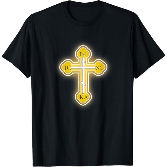 Russian Greek Christian Gift Easter Orthodox Cross T-ShirtMen and women, Black T-shirt, size: Extra large