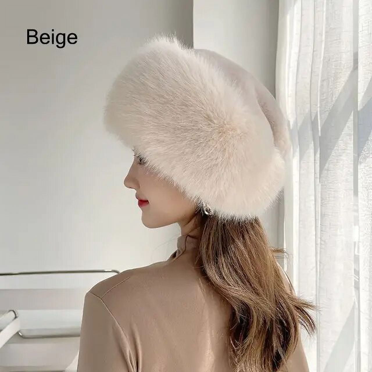 Russian Hat Faux Fur Hat for Women Winter Fluffy Cold Weather Cap Warm Outdoor Hat Walmart