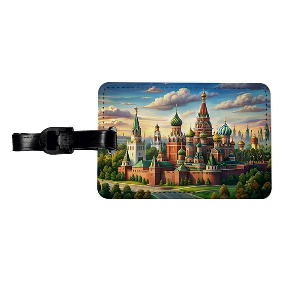 Russian Kremlin Moscow Russia Faux Leather Travel Luggage Tag