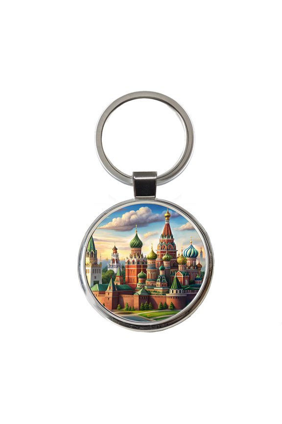 Russian Kremlin Moscow Russia Metal Round Keychain