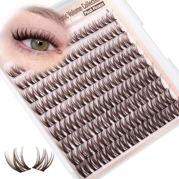 99 Pcs Dark Brown Eyelash Clusters, CC Curl 8-14mm Mix Wispy Natural Individual Lash Extensions DIY At-Home Pack