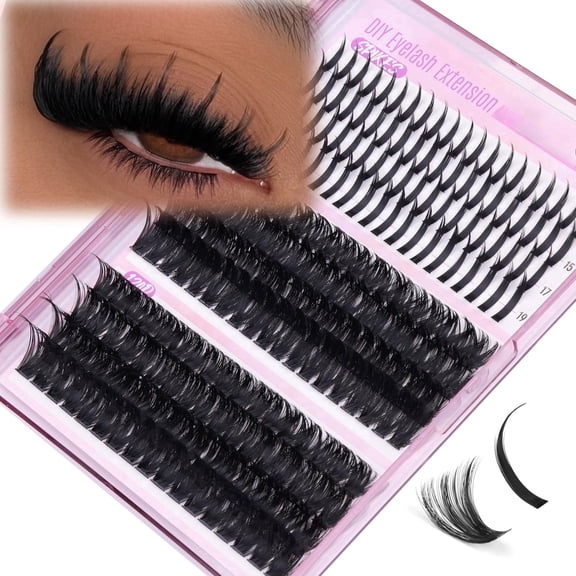 Lash Clusters with Spikes Russian Lash Extensions Spiky Individual Eyelashes 100D 120D Volume Cluster Eyelash Extensions 224 Pcs D-Curly Cluster Lashes Hybrid Eyelash Cluster (12-19MM)