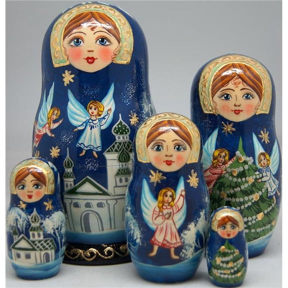 Russian Matryoshka Guardian Angels - Multicolor - 5-Nest Doll - Handcrafted