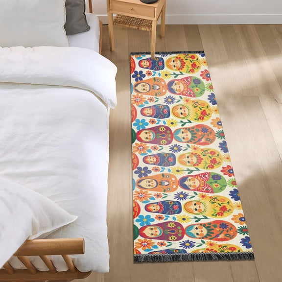 Russian Matryoshka Runner Area Rug 2x6 Soft Non-Slip Washable Bedside Carpet for Hallway Bedroom Living Room Home Decor