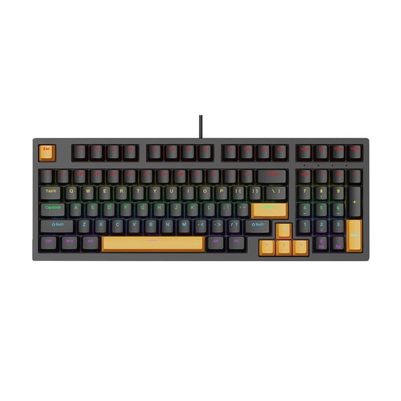 Russian Mechanical Keyboard, 104 Keys Hot Swappable True Mechanical Gaming Keyboard with RGB Backlit, Wired for Desktop PC Laptop Gamer