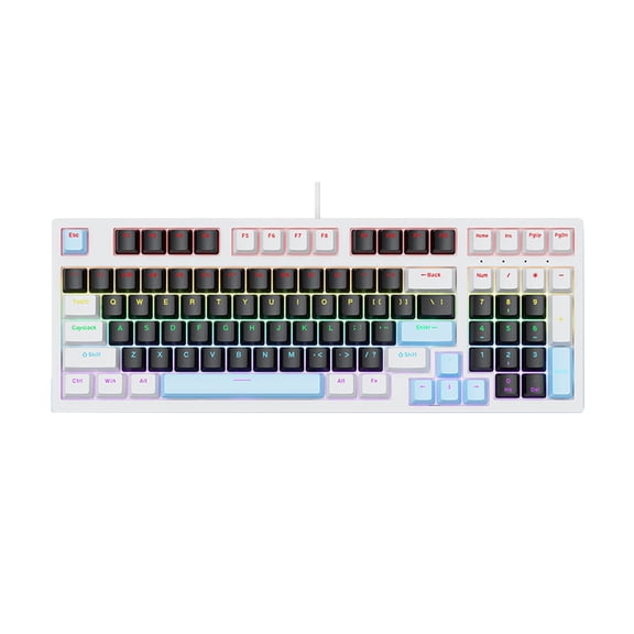 Russian Mechanical Keyboard, 104 Keys Hot Swappable True Mechanical Gaming Keyboard with RGB Backlit, Wired for Desktop PC Laptop Gamer