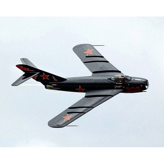 Russian MiG-17 Fighter Jet in Flight - 24x36 Inch Laminated Aviation Poster - Stunning Detail and Bold Colors