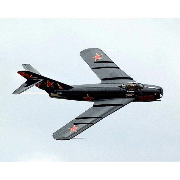 Russian MiG-17 Fighter Jet in Flight Style - A - 12x18 Inch Laminated Aviation Poster - Stunning Detail and Bold Colors