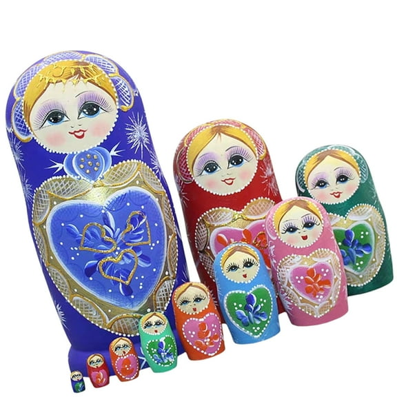 Russian Nesting Doll Hand Painted Figurines Babushka Dolls Kids Fine Motor Toy