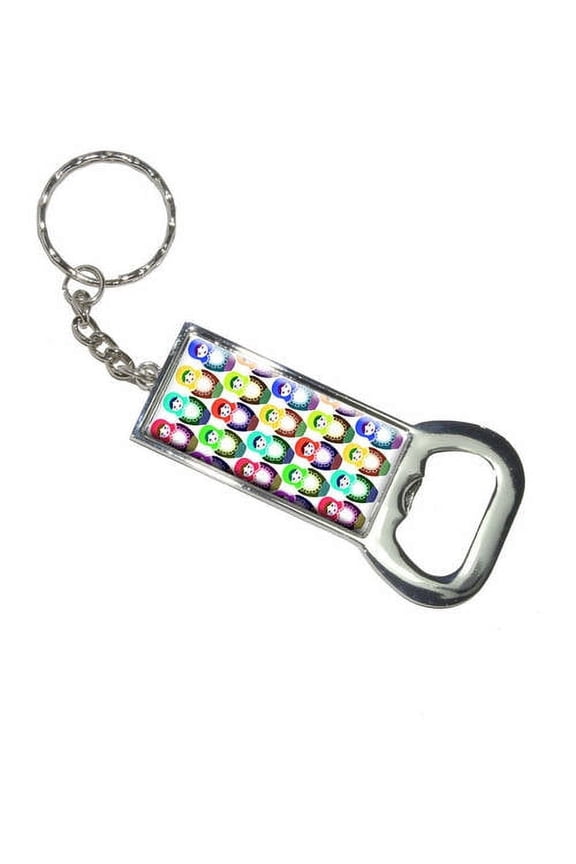 Russian Nesting Dolls On White Keychain Bottle Bottlecap Opener
