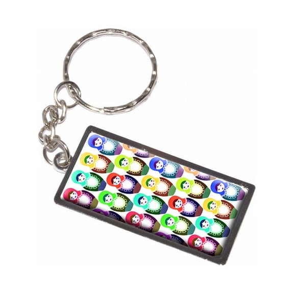 Russian Nesting Dolls On White Keychain Key Chain Ring
