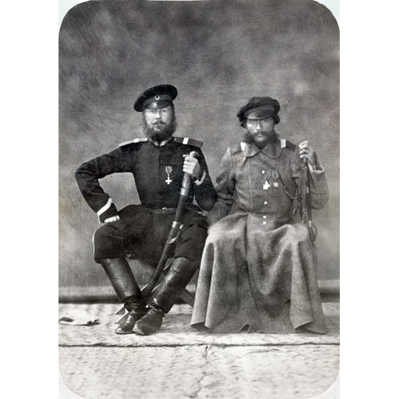 Russian Officers 1870. Ntwo Non-Commissioned Officers One Of The Orenburg Cossack Troops (Left) And One Of The