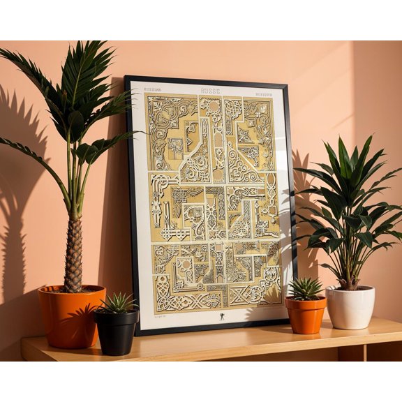 Russian Ornamental Border Slavic Medieval Knotwork Design Historic Wall Decor Unframed Paper Print