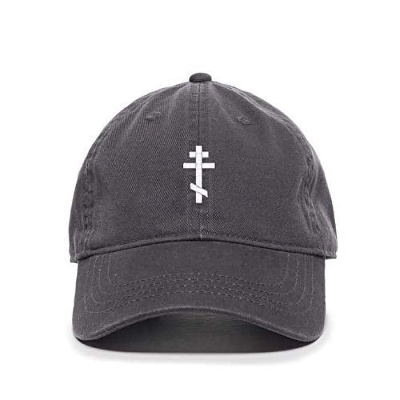 Russian Orthodox Cross Baseball Cap Embroidered Cotton Adjustable Dad Hat Charcoal