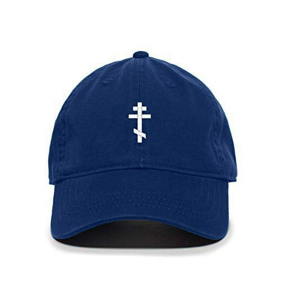 Russian Orthodox Cross Baseball Cap Embroidered Cotton Adjustable Dad Hat Royal Blue