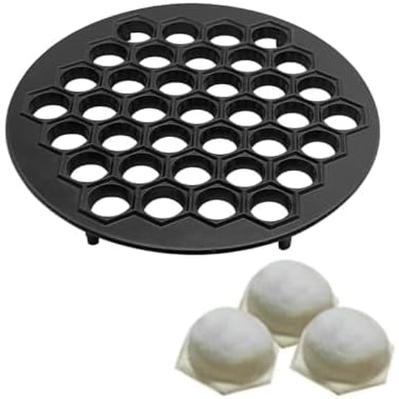 Russian Pelmeni Maker, Dumplings Mold, Metal Ravioli Maker, Pelmeni Meat Dumplings Maker, 37 Holes Handmade Dumpling Cutter, Black