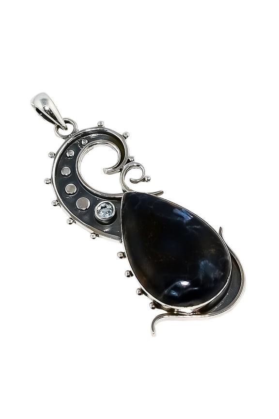 Russian Pietersite Solid 925 Sterling Silver Pendant Size 2.64"Natural Pendant, Blue Pendant, 925 Sterling Silver Pendant, Pietersite Pendant, Pear Pe