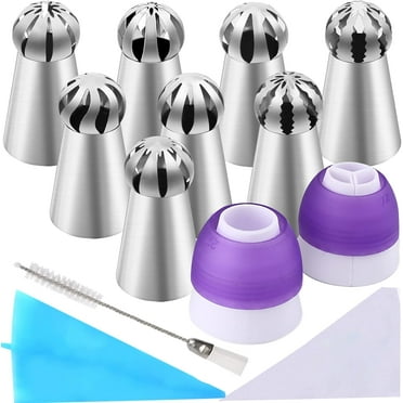 Russian Piping Tips Set, 8 Nozzles Flower Frosting Icing Tips Russian Ball Piping Tips for Cake Decorating Ki