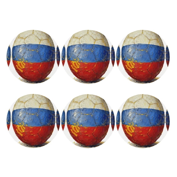 Russian-Soccerball Leather Coasters for Drinks Perfect for Living Room, Kitchen, or Outdoor Use Set of 6 Round Shape