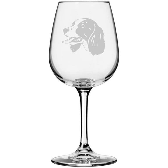 Russian Spaniel Dog Themed Etched 12.75oz Libbey Wine Glass