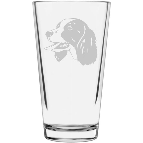 Russian Spaniel Dog Themed Etched All Purpose 16oz Libbey Pint Glass