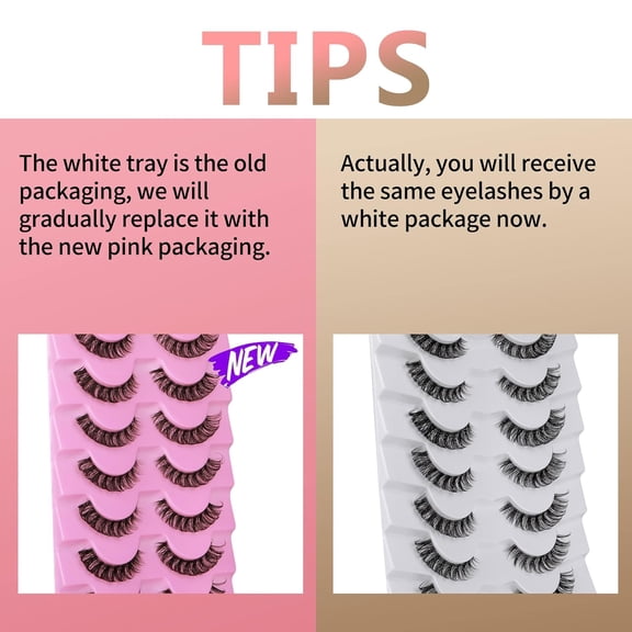 Russian Strip False Eyelashes Clear Band Fake Lashes Cat Eye Wispy Volume Strip Lashes 8 Pairs by