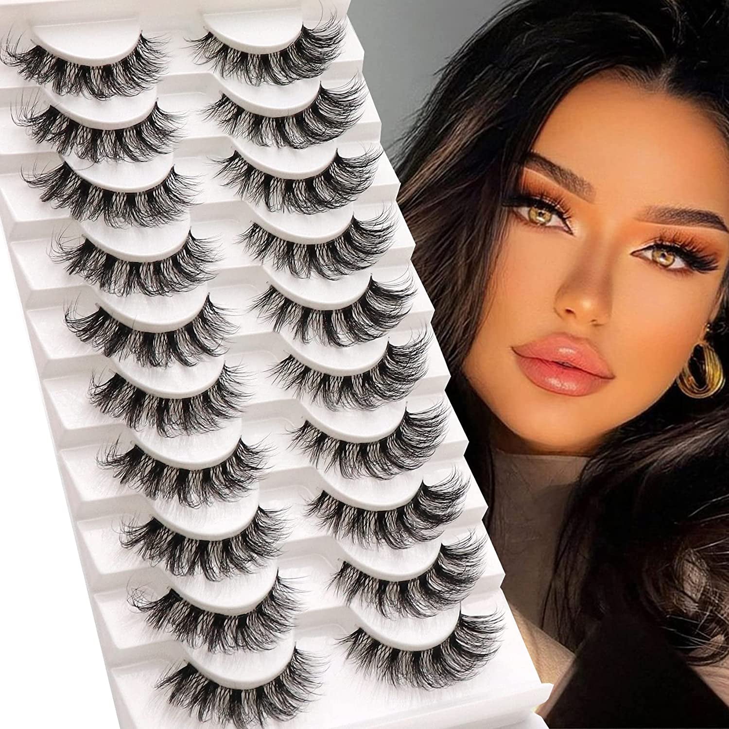 Russian Strip Lashes with Clear Band Looks Like Eyelash Extensions D ...