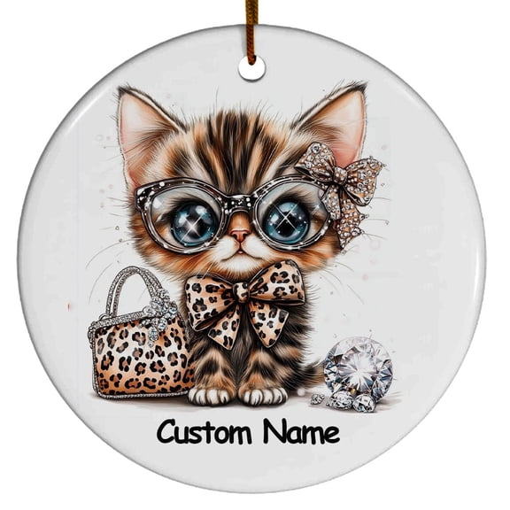 Russian Tabby Cat Ornament, Christmas Ornament 2025, Personalized Ornament with Name, Gifts for Cat Mom, Cat Dad, Gift for Cat Lovers, Cat Ornament 2025