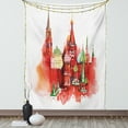 thumbnail image 1 of Russian Tapestry, Watercolor Look Painting of Red Square, Wall Hanging for Bedroom Living Room Dorm Decor, 40W X 60L Inches, Burnt Sienna Pale Yellow Pistachio Green Peacock Green, by Ambesonne, 1 of 5