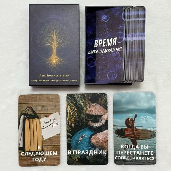 Russian Time-theme Oracle Deck, Time Prediction Oracle Cards for Energy Reading & Decision Making, 12x7cm, 54-cards