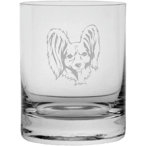 Russian Toy Russkiy Dog Themed Etched 11oz Crystal Rocks Whisky Glass