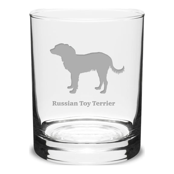 Russian Toy Terrier Deep Etched 14 oz Classic Double Old Fashion Glass